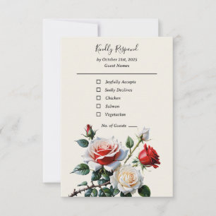 Tarjeta De Confirmación De Asistencia boda floral rosas rojas blancas de color rosa boni
