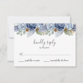 Tarjeta De Confirmación De Asistencia Boda Floral Rustic Blue Winter