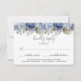 Tarjeta De Confirmación De Asistencia Boda Floral Rustic Blue Winter