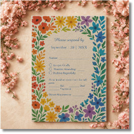 Tarjeta De Confirmación De Asistencia Boda floral rústica arcoíris