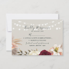 Tarjeta De Confirmación De Asistencia Boda Floral Rústica Borgoña