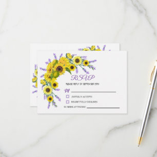Tarjeta De Confirmación De Asistencia Boda floral rústica de girasol y lavanda