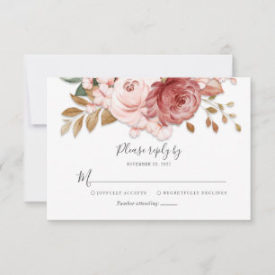 Tarjeta De Confirmación De Asistencia Boda Floral Rústica Escritura Botánica Floración
