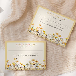 Tarjeta De Confirmación De Asistencia Boda floral silvestre boho amarilla