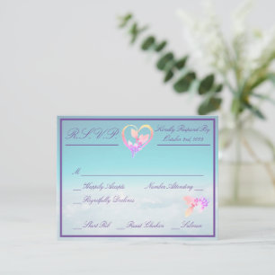 Tarjeta De Confirmación De Asistencia Boda Floral Sobre Las Nubes Turquesa