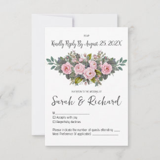 Tarjeta De Confirmación De Asistencia Boda floral suave de Rubor