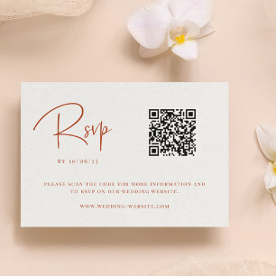Tarjeta De Confirmación De Asistencia Boda floral Terra Cotta Fall Código QR