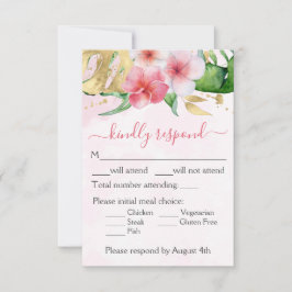 Tarjeta De Confirmación De Asistencia Boda Floral Tropical