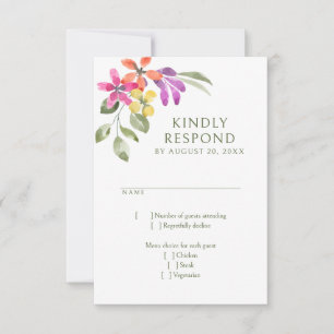 Tarjeta De Confirmación De Asistencia Boda floral tropical brillante