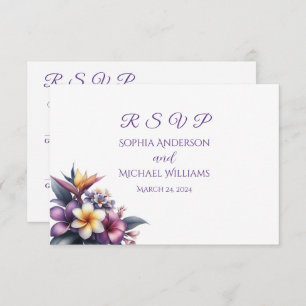 Tarjeta De Confirmación De Asistencia Boda-Floral Tropical-RSVP-Postcard