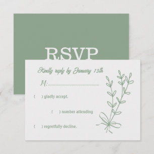 Tarjeta De Confirmación De Asistencia Boda floral verde de salvia elegante romántica