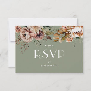 Tarjeta De Confirmación De Asistencia Boda floral verde dusty sage Jardín botánico