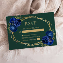 Boda Floral Verde Esmeralda Azul Real Dorado