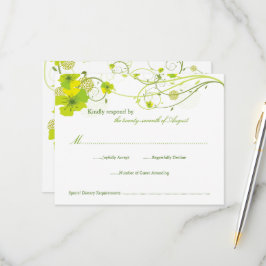 Tarjeta De Confirmación De Asistencia Boda Floral Verde Hibiscus Swirls