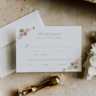 Tarjeta De Confirmación De Asistencia Boda floral verde rosa