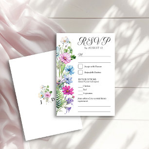 Tarjeta De Confirmación De Asistencia Boda Floral y opción Entree en el jardín de flores