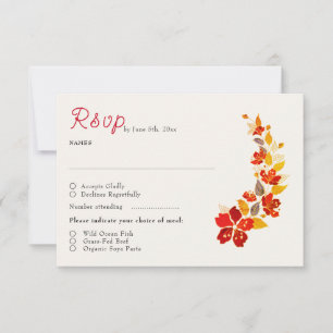 Tarjeta De Confirmación De Asistencia Boda Florales de Hibisco Tropical Naranja Quemada
