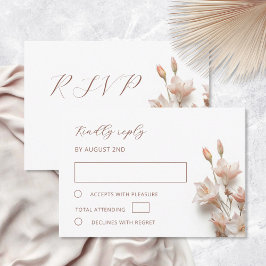 Tarjeta De Confirmación De Asistencia Boda Flores Boho 3D Blush
