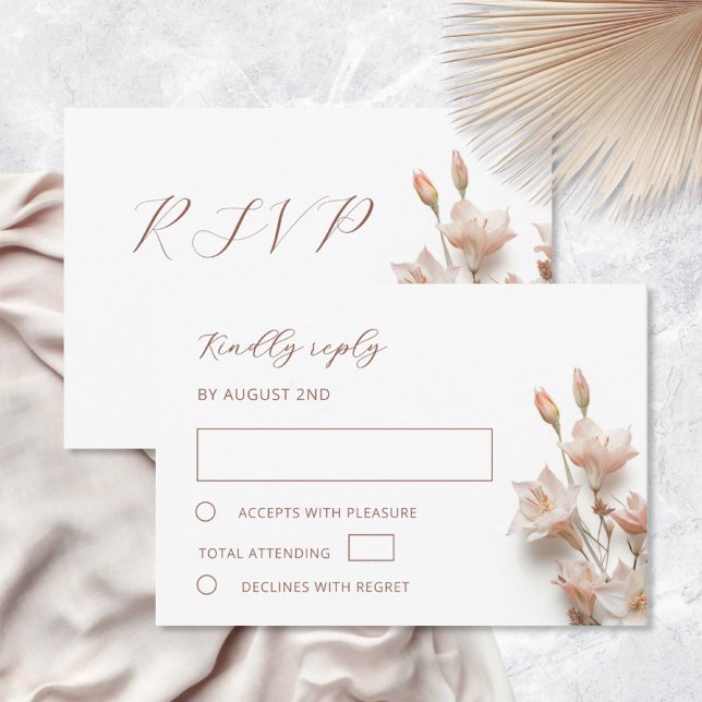 Tarjeta De Confirmación De Asistencia Boda Flores Boho 3D Blush (Subido por el creador)