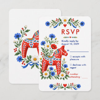 Tarjeta De Confirmación De Asistencia Boda Folclórica de Verano Escandinava