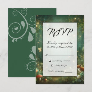 Tarjeta De Confirmación De Asistencia Boda forestal encantado de Emerald Green