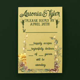 Tarjeta De Confirmación De Asistencia Boda Forestal Golden Fairies