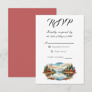 Tarjeta De Confirmación De Asistencia Boda Forestal Rustic Otumn Lakeside