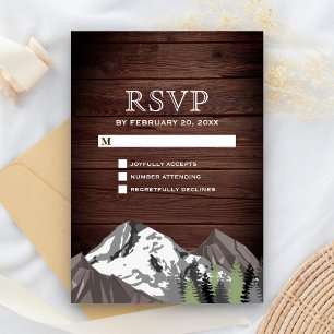 Tarjeta De Confirmación De Asistencia Boda Forestal Rustic Wood Mountain