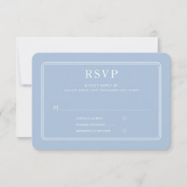 Tarjeta De Confirmación De Asistencia Boda Formal Azul Elegante