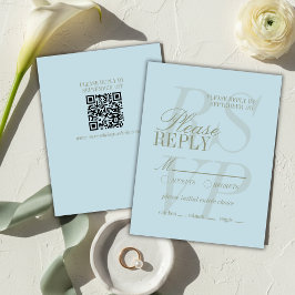 Tarjeta De Confirmación De Asistencia Boda Formal Citrus Azul Escritura Moderna