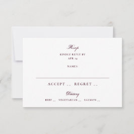 Tarjeta De Confirmación De Asistencia Boda Formal con Letra Burgundy