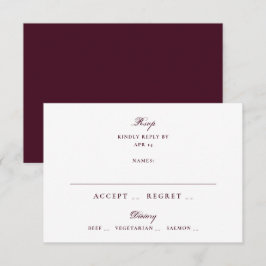 Tarjeta De Confirmación De Asistencia Boda Formal con Letra Burgundy