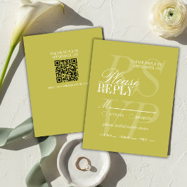 Tarjeta De Confirmación De Asistencia Boda Formal con Letra Moderna Chartreuse