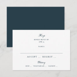 Tarjeta De Confirmación De Asistencia Boda Formal de Azul Naval Polvoriento