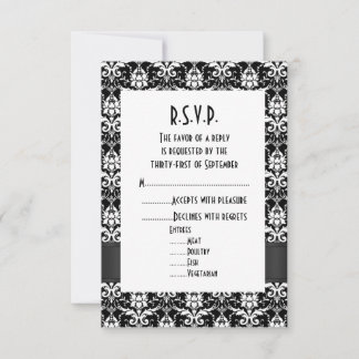 Tarjeta De Confirmación De Asistencia Boda formal de damasco negro R.S.V.P
