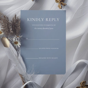 Tarjeta De Confirmación De Asistencia Boda formal de monograma azul oscuro y elegante