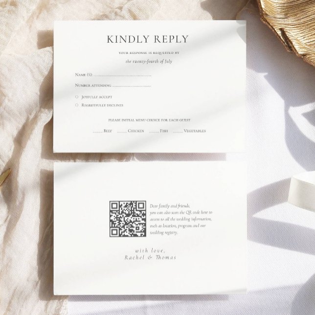 Tarjeta De Confirmación De Asistencia Boda formal de monograma blanco negro de presupues (Subido por el creador)