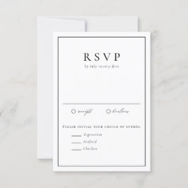 Tarjeta De Confirmación De Asistencia Boda formal de tipografía simple en blanco y negro