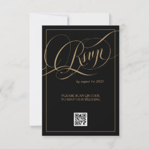 Tarjeta De Confirmación De Asistencia Boda Formal Elegante Negra