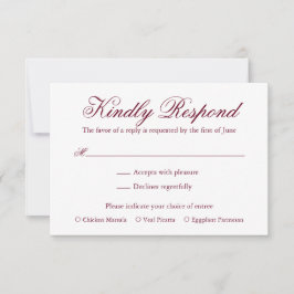 Tarjeta De Confirmación De Asistencia Boda formal elegante tradicional de Borgoña