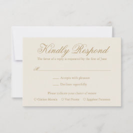 Tarjeta De Confirmación De Asistencia Boda formal elegante tradicional de marfil