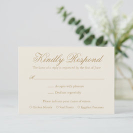 Tarjeta De Confirmación De Asistencia Boda formal elegante tradicional de marfil
