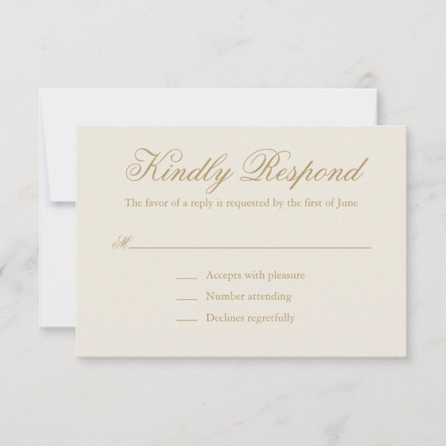 Tarjeta De Confirmación De Asistencia Boda formal elegante tradicional de marfil (Anverso)