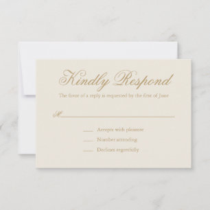 Tarjeta De Confirmación De Asistencia Boda formal elegante tradicional de marfil
