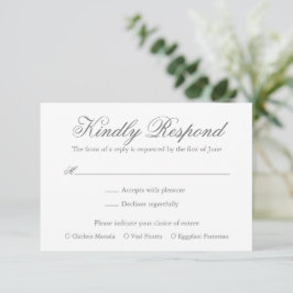 Tarjeta De Confirmación De Asistencia Boda formal elegante tradicional gris