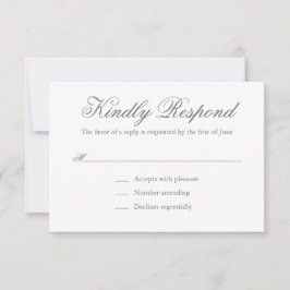 Tarjeta De Confirmación De Asistencia Boda Formal Elegante Tradicional Gris