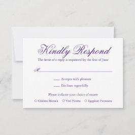 Tarjeta De Confirmación De Asistencia Boda formal elegante tradicional púrpura