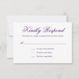 Tarjeta De Confirmación De Asistencia Boda formal elegante tradicional púrpura