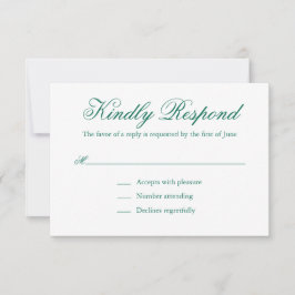 Tarjeta De Confirmación De Asistencia Boda formal elegante tradicional verde esmeralda