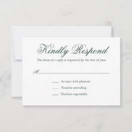 Tarjeta De Confirmación De Asistencia Boda formal elegante tradicional verde forestal